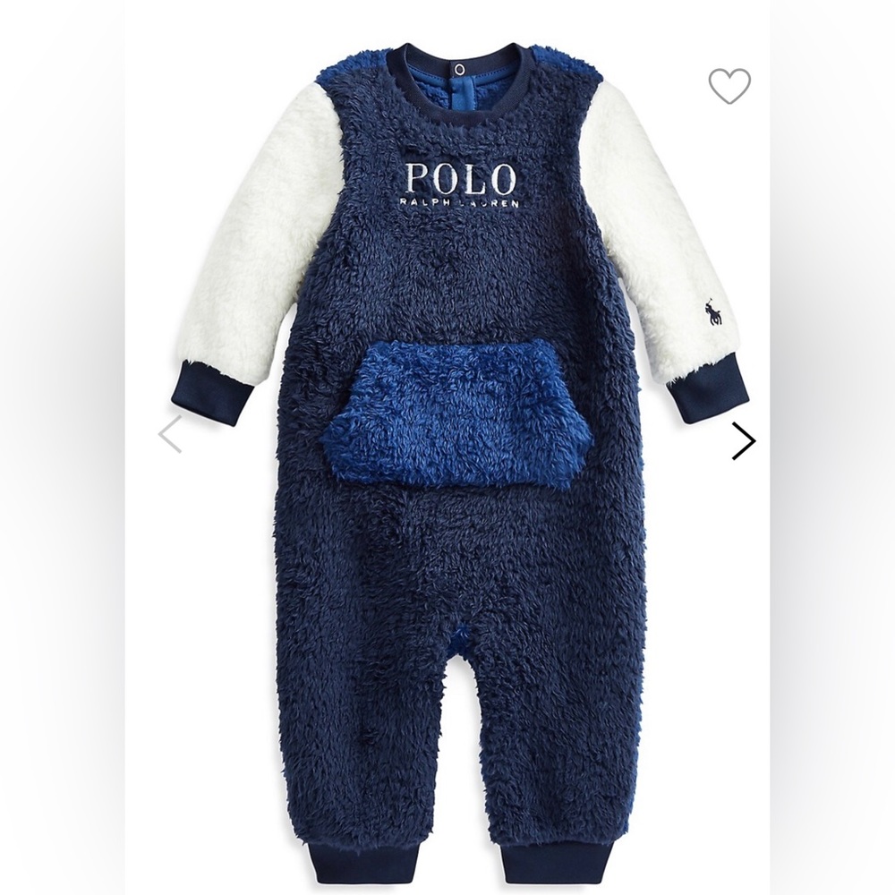 EUC Polo Ralph Lauren Baby Fleece Coverall 9 months